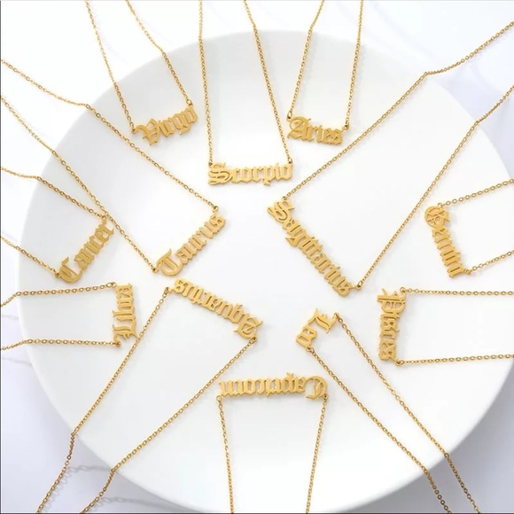 Libra Old School Astrology Gold Necklace - Picture 2 of 2